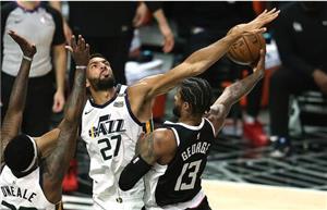 2021年6月13日NBA季后赛快船vs爵士第3场录像视频回放 快船132-106大胜爵士总比分1-2